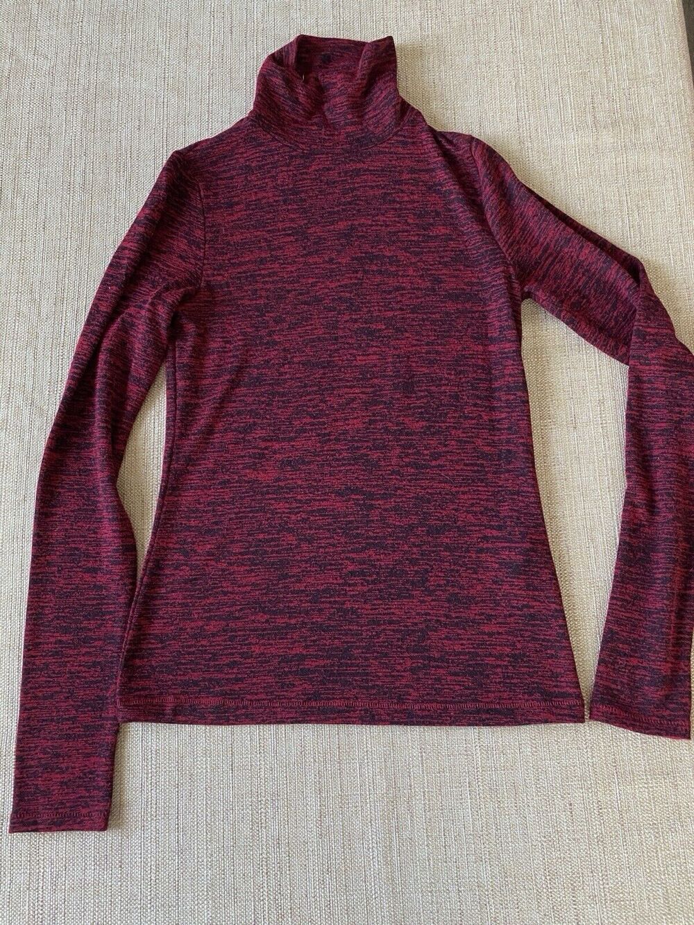 RAG & BONE Long Sleeve Turtleneck Red and Black Burgundy Women's S/P